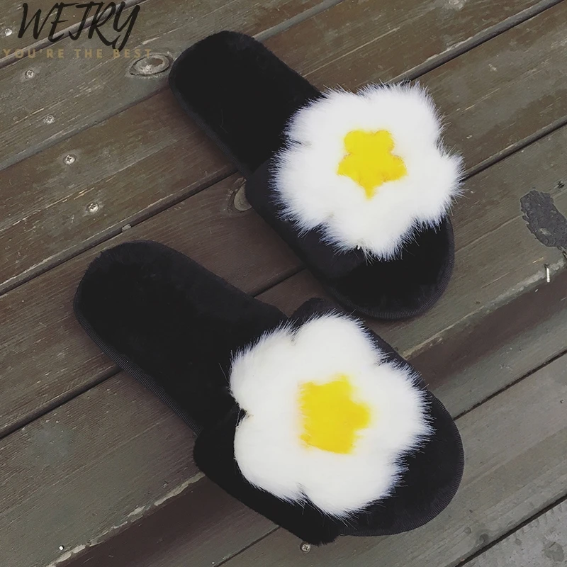 

Women Home Slippers Winter Warm Shoes Woman Slip on Flats Slides Female Faux Fur Slippers Women Shoes Closed Toe