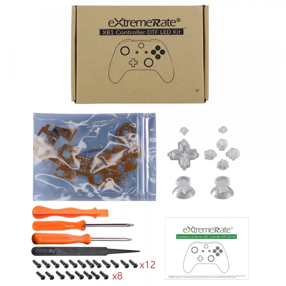 X1LED01 Многоцветный светящийся D-pad Thumbstick Start Back Кнопка ABXY(DTF) светодиодный комплект для Xbox One standard, Xbox One S X контроллер - Цвет: X1LED01