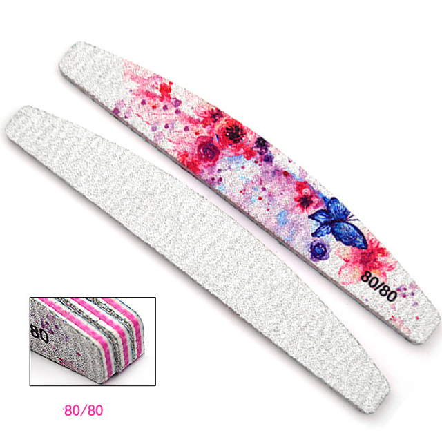 lot New Nail File Flower Printed Nail buffer Colorful Lime a ongle 80/100/150/180/240 Professional Manicure Tools