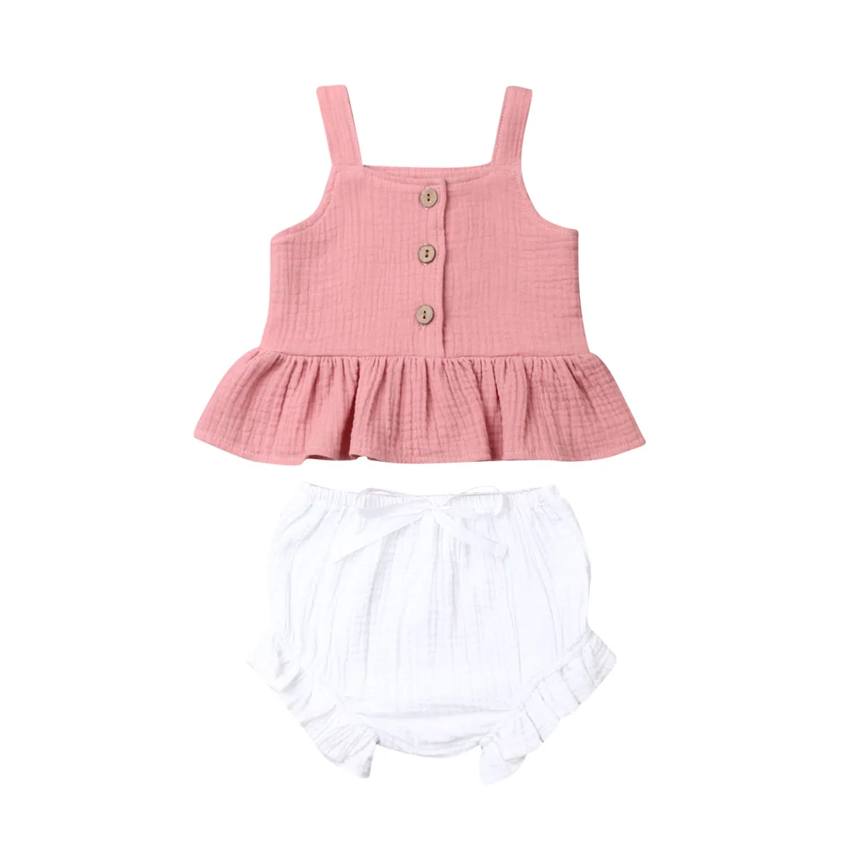 Милый Летний комплект одежды для маленьких девочек, короткий топ без рукавов+ короткие штаны с рюшами и бантом, комплект пляжной одежды принцессы из 2 предметов для малышей - Цвет: B