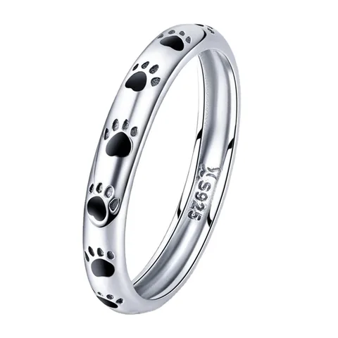 Cat Footprint Ring Japanese Ladies Simple Silver Color Ring Banquet Party Fashion Jewelry Ring Gift