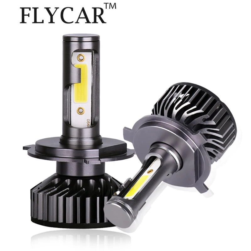 FLYCAR 2 шт. COB светодиодный автомобильные лампы для фар H1 H3 H7 H8 H11 H4 880 H27 9005 HB3 9006 9004 9007