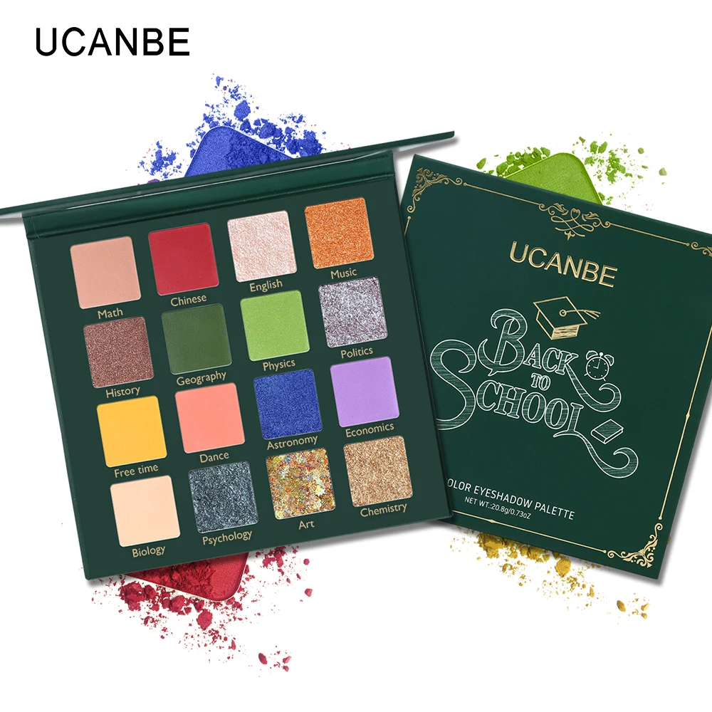 UCANBE, 2 шт./лот, хит, неоновые тени для век, палитра, Снова в школу, набор для макияжа, матовое мерцание, блеск, пигмент, пудра, тени для век, косметика