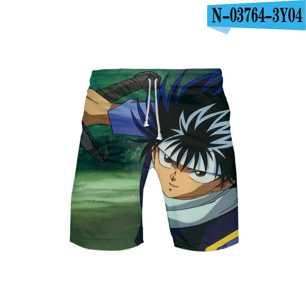 Г. Уличная одежда YUYU HAKUSHO с 3D принтом, Детские повседневные летние пляжные шорты для мужчин/женщин, хип-хоп мода для молодых людей и детей - Цвет: Черный