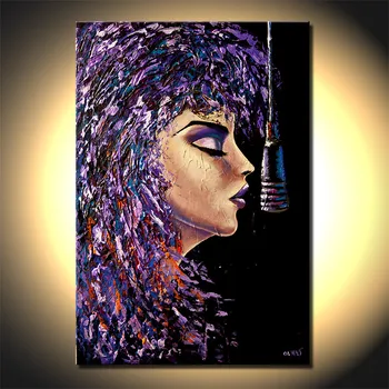 

Large Contemporary Wall Décor Canvas Palette Knife Heavy Texture Oil Painting Abstract Singer Acrylic Painting Vinicor Art