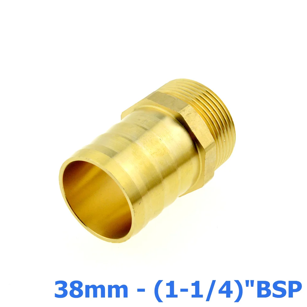 

38mm Hose Barb Tail To 1-1/4"PT BSP Male Thread Straight Barbed Brass Connector Joint Copper Pipe Fitting Coupler Adapter