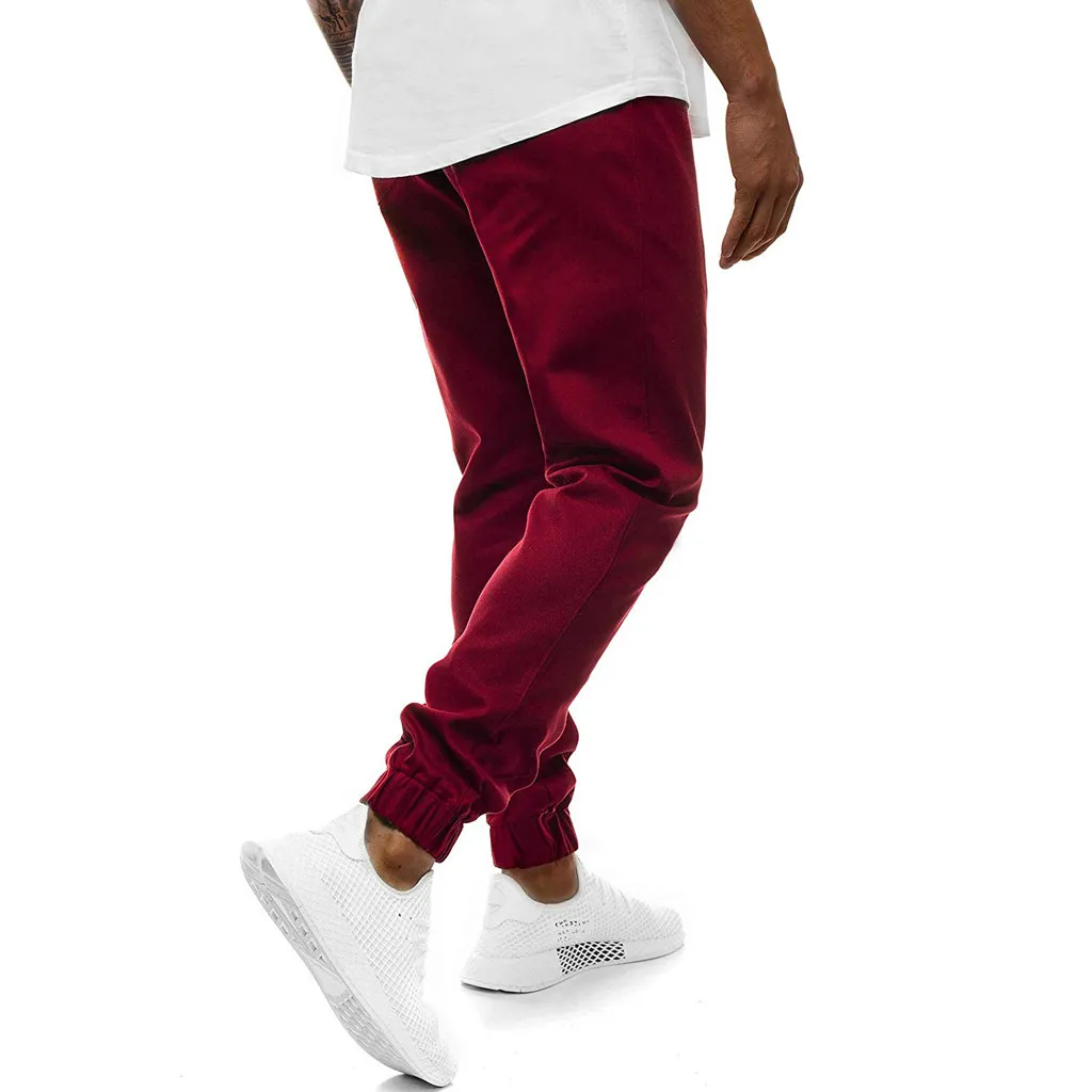Повседневное Штаны Для мужчин хлопок Slim Fit Мужские Брюки Чинос Для Повседневное спортивные Штаны Slim Fit однотонные брюки штаны для бега впитывает пот и Штаны