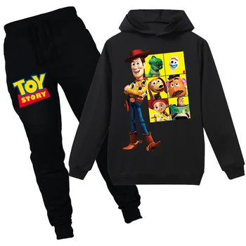 

New Cotton Cartoon Toy Story 3 Children's Hooded Long Sleeve Sweatshirt Trousers Fashion Sports Leisure 4-16 Set