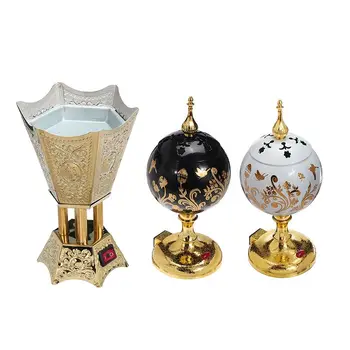 

3PCS 220V Arabian Islamic Style Incense Burner Mini Electric Burner Incense Bakhoor Square Round Pearl incense Electric Metal