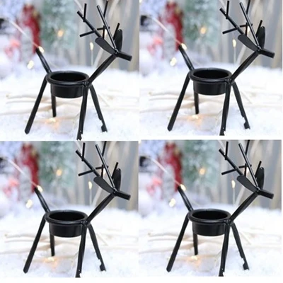 Pack of 4 pieces Упаковка из 4 рождественских оленей подсвечник креативный Европейский олень держатель для чайной свечи Железный подсвечник для стола мантия камин - Цвет: Pack of 4 pieces