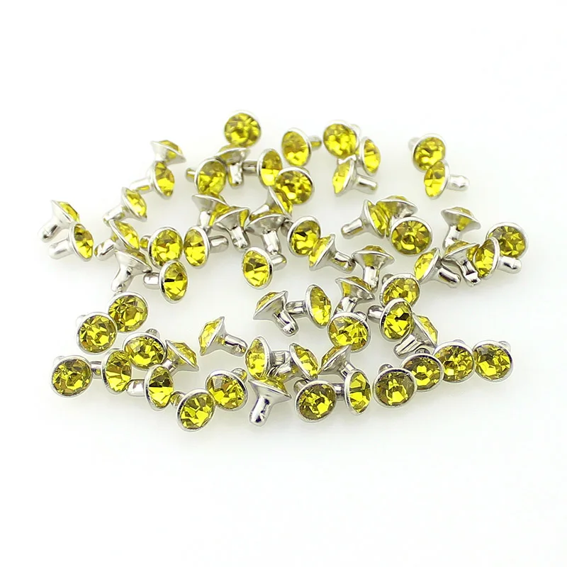 Rhinestones Rivets 100sets/lot 7mm Fashion Colorful Leather Copper Crystal Spikes DIY Accessory Clothes Bags Decoration metal rivets,copper rivets,leather rivets,pearl rivets