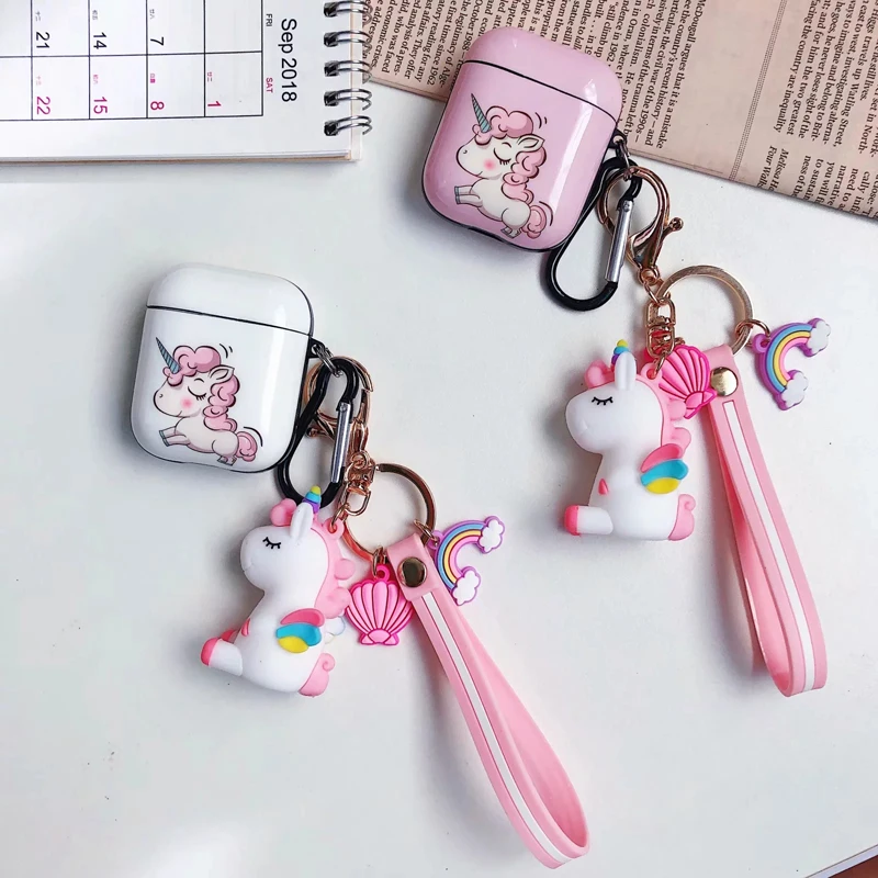Брелок с фигурками из мультфильмов Единорог чехол для гарнитура для airpods Чехлы украшения в виде единорога оболочка сумка для наушников чехол для Air Pods
