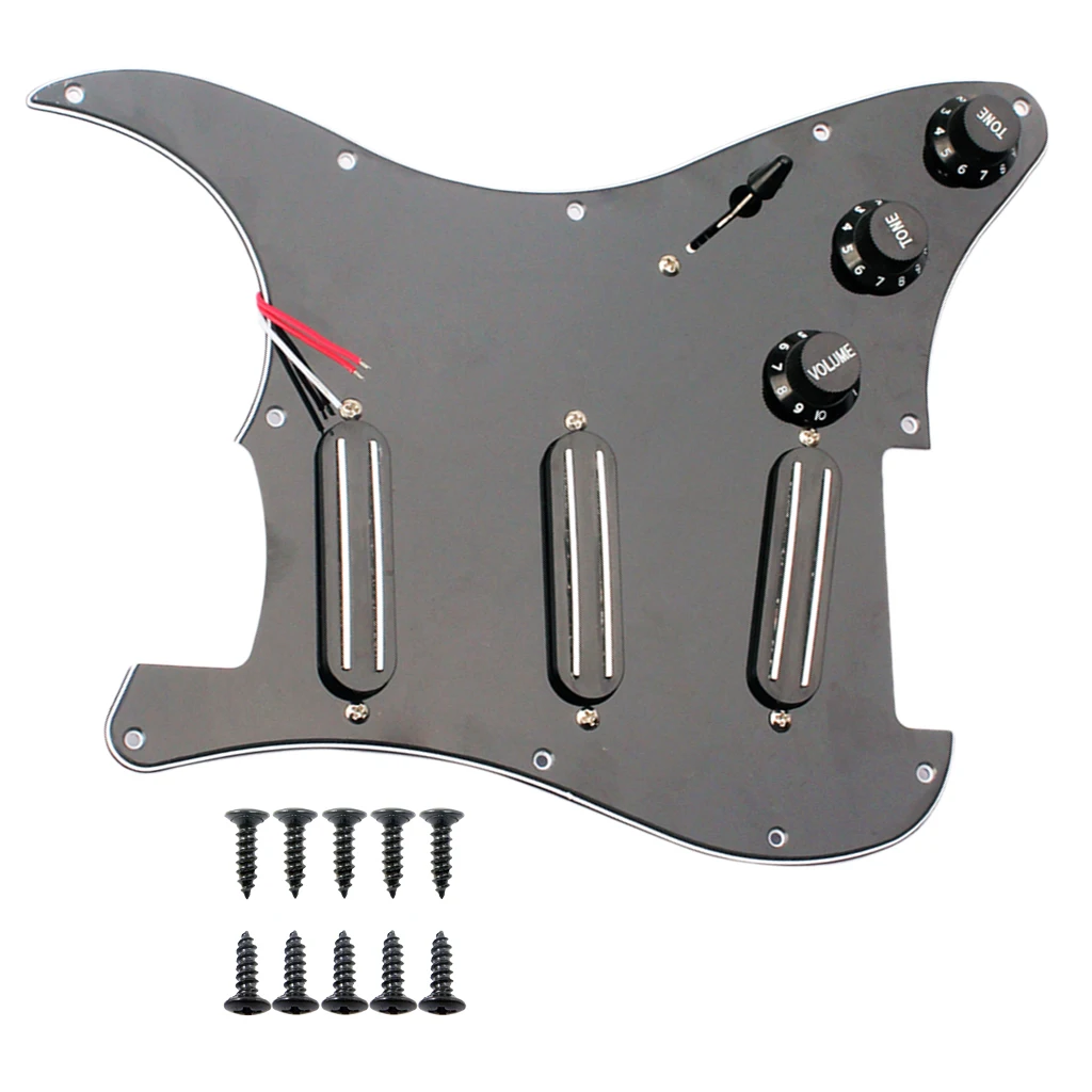 Электрогитара загружена Prewired Pickguard 3 слоя 11 Отверстие для Fender гитара Stratocaster части черный