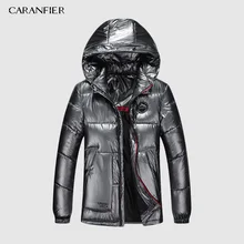 CARANFIER парка Мужская s модная мужская зимняя куртка пальто с капюшоном теплое мужское Зимнее Пальто Повседневное приталенное Мужское пальто Прямая