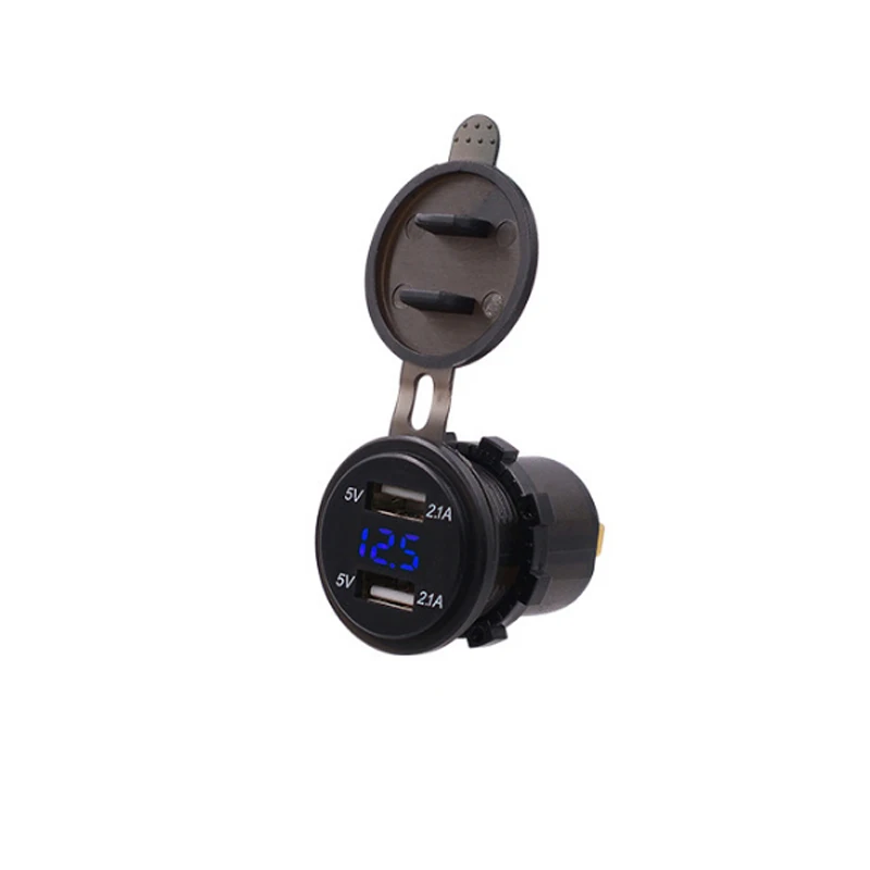 Для мотоциклов и автомобилей Dual USB Зарядное устройство гнездо вольтметр адаптер Напряжение 12 V-24 V Напряжение Измеритель Тока Тестер светодиодный Дисплей