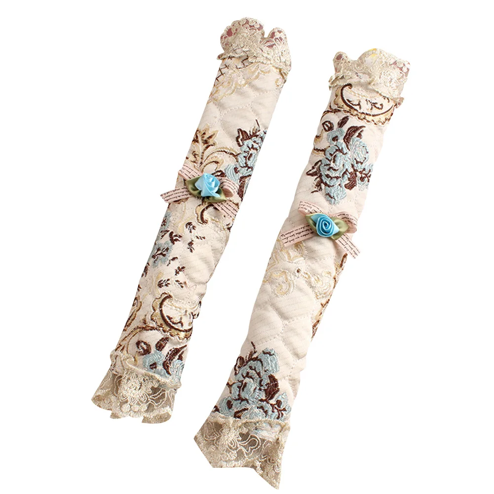 

2 Pcs Protective Decorative Home Wrap Oven Refrigerator Door Gloves Floral Embroidered Lace Accessories Kitchen Handle Covers