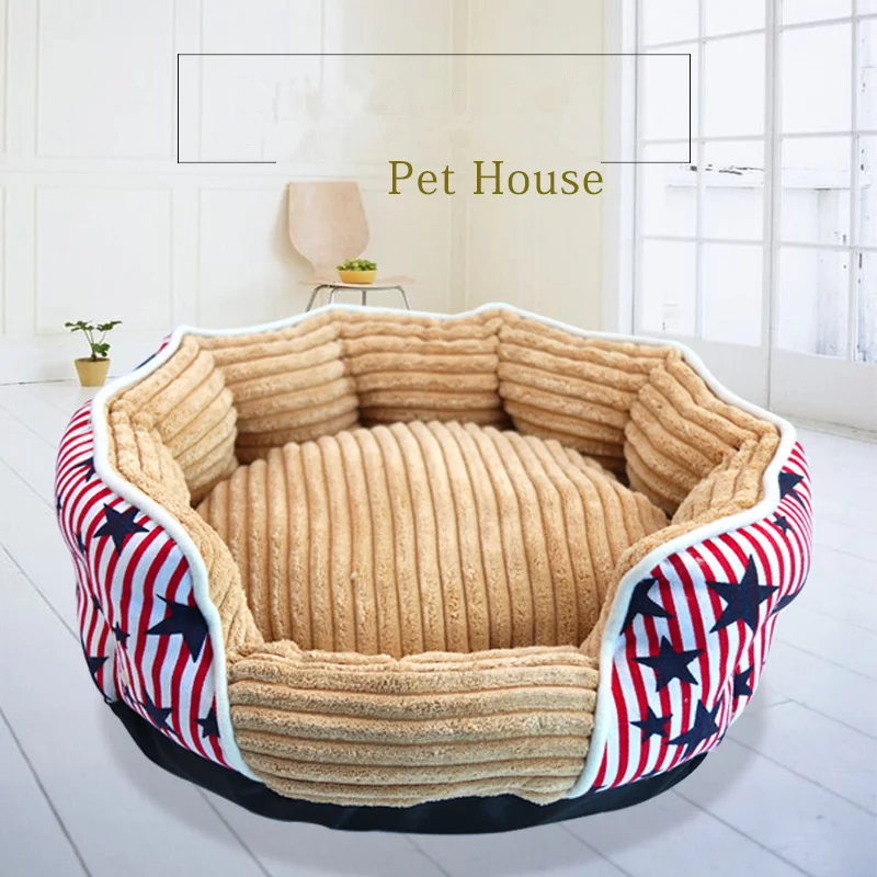New Striped Bite-resistant Kennel Cat Pets SofaWinter Warm Pet Nest Removable Washable Inner Cat Litter Dog House Dog Mat 13