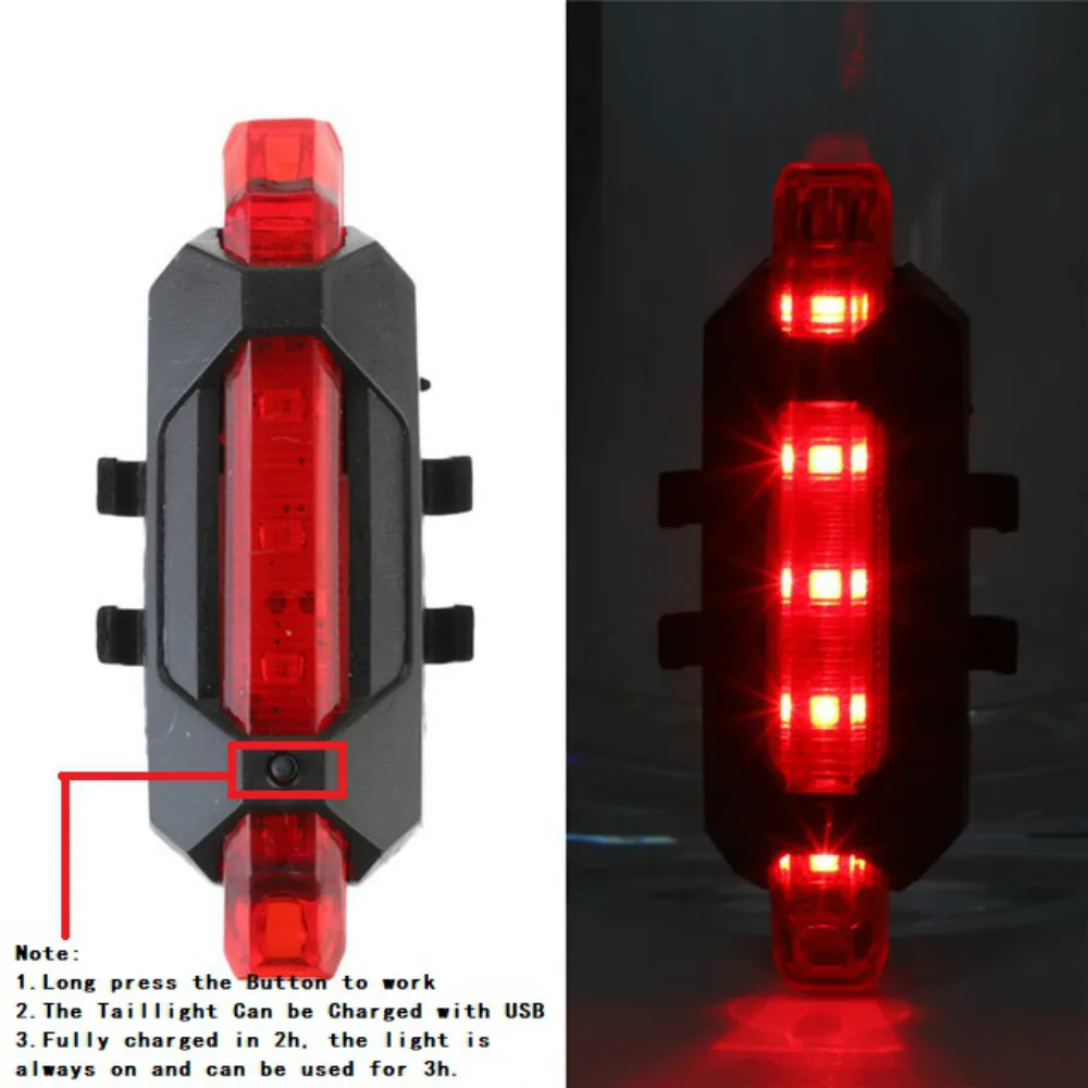 Description Picture 2 of itemBicycle Light USB LED Rechargeable Set Mountain Cycle Front Back Headlight Lamp Flashlight Bike Light Front Back Cycling Light