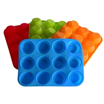 

12 Cups Round Muffin Cake Pan Molds Cupcake Pan Baking Silicone Mold