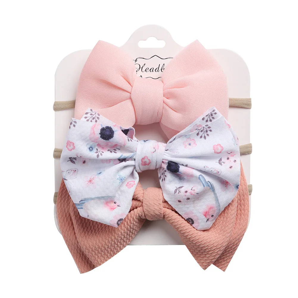 3Pcs/Set Baby Headband Printing Floral Bow Knotted Turban Bands Haarband Baby Girl Headbands Elastic Hair Band Hair Accessories