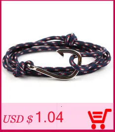 Adjustable Paracord Anchor Bracelet Woman Men Charm Bracelets Alloy Anchor Nylon Rope Chain Armband Vintage Bracelets& Bangles