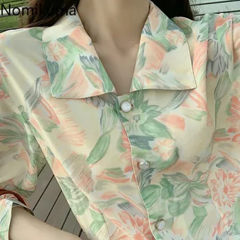 

Nomikuma Vintage Tops Women Turn Down Collar Long Sleeve Shirts Female Floral Printed Fashionable Blouse Blusas Mujer 3a148