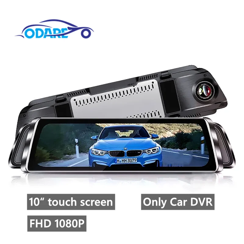 Car mirror DVR Odare 1" ips сенсорный экран FHD 1080P dvr dash cam era зеркальная камера заднего вида с двумя объективами видеорегистратор 170 ° dash cam циклическая запись - Название цвета: Car mirror DVR