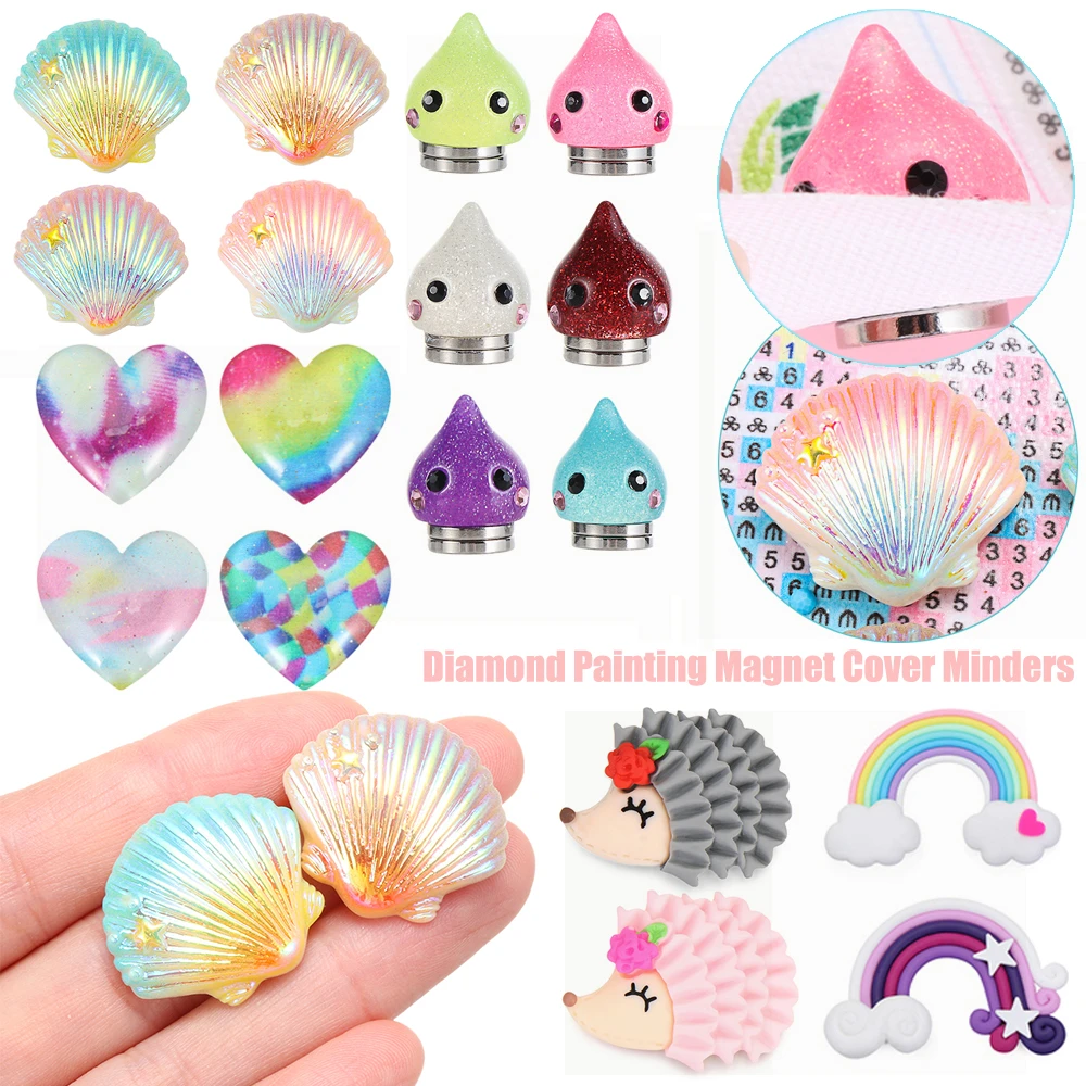 Glitter Shell Magnet Cover Minders Diamond Painting Accessories Cross Stitch Paper Cover Holder Multifunction Fridge Magnet punch needle embroidery for beginners