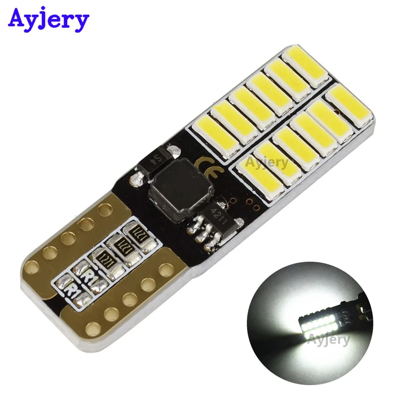 AYJERY 300 шт. 12 В T10 Canbus 24 SMD 4014 светодиод без ошибок W5W 501 автомобильный Стайлинг