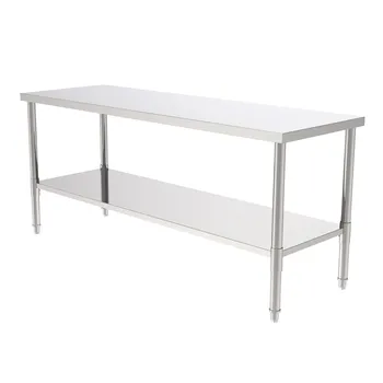 

72" Stainless Steel Galvanized Work Table (without Back Board) Cake Table Woodworking Metal Hiah Hardness Desk for Home industry