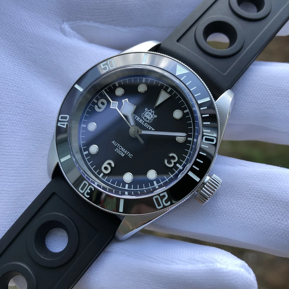 Мужские часы STEELDIVE 1958 автоматические NH35A мужские механические зеркальные с