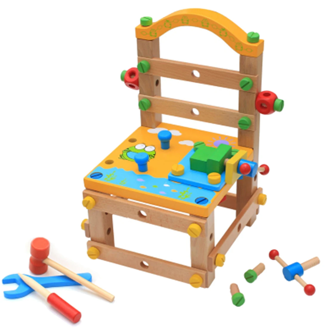 

Rowsfire Wooden Disassembly Tool Chair Assembly Nuts Chair Puzzle Toy Wooden Block Toy