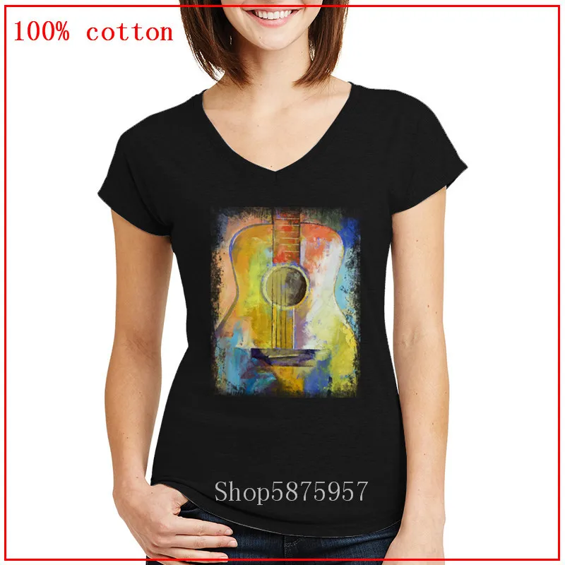 Футболка женская винтажная Готическая с принтом V-образным вырезом и картины Ван