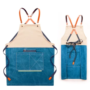 

Apron Korean fashion denim hairdresser tea shop floral cake shop men and women overalls custom LOGO waist