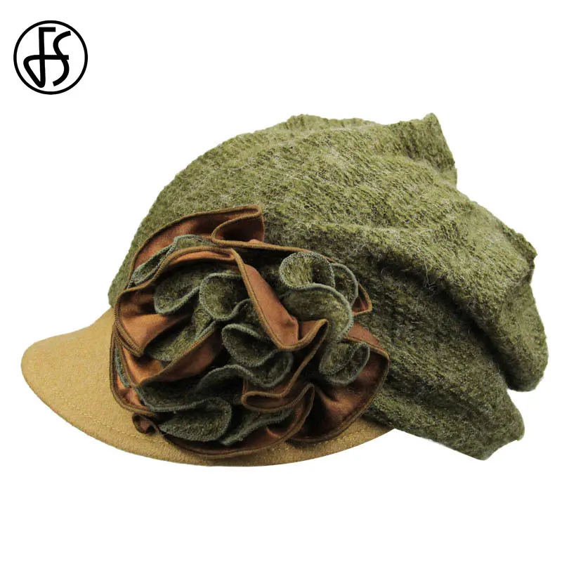 Дамский винтажный теплый фетровый берет FS шерстяная шляпка во французском стиле