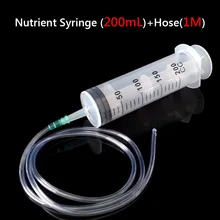 1Pc Grote Meten Spuit 200Ml Plastic Spuit Met 100Cm Duidelijke Buis Voor Meten Nutrient Autorijden Toepassingen