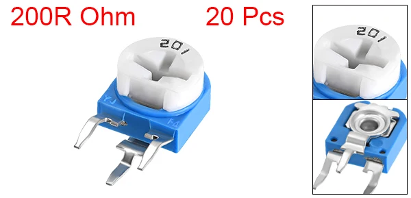 200R-20pcs Uxcell Триммер Потенциометр 200R Ом верхняя Регулировка горизонтальные переменные резисторы 20 шт - Цвет: 200R-20pcs