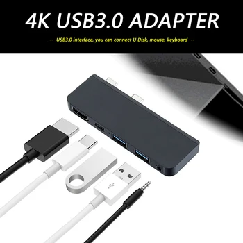 

Dual Type-C HUB Converter 5Gbps 2 USB 3.0 4K HDMI USB-C Audio Adapter Splitter for Household Computer Accessories