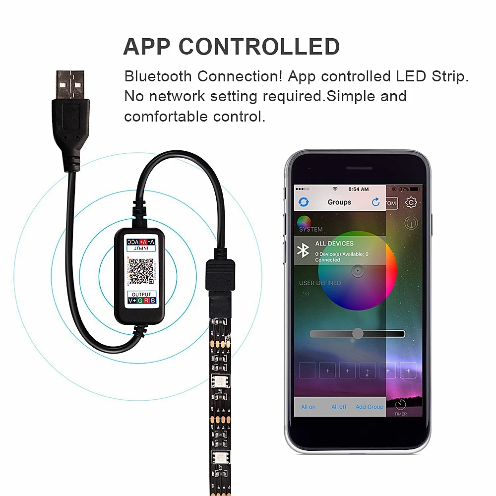 Светодиодная лента RGB 5 В с Bluetooth музыка RF IR 3 17 44 клавиши пульт дистанционного