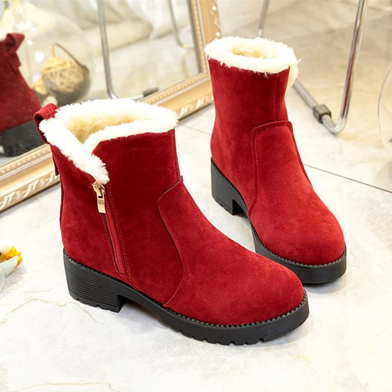 Зимние сапоги женская зимняя обувь на платформе с толстой подошвой; botas mujer; женские ботинки; нескользящие Зимние ботильоны