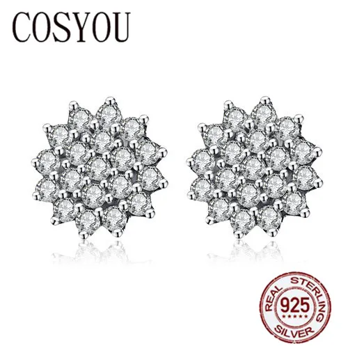 

COSYOU New Arrival 100% 925 Sterling Silver Dazzling CZ Snowflake Stud Earrings for Women Brincos Fine Jewelry Bijoux SCE091