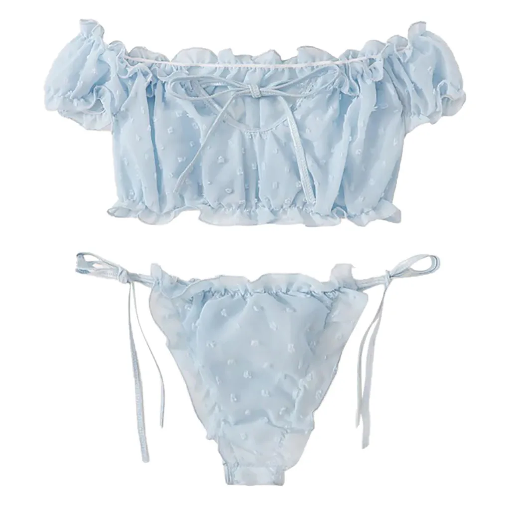 Blue 2020Top, микро бикини, женское нижнее белье, корсет, сетка, на косточках, пикантная, муслиновая одежда для сна, нижнее белье, топы+ трусы, сексуальное, эротическое - Цвет: Blue
