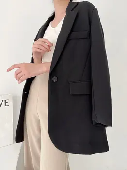 

2020 Autumn New single button long zaraing-style za women 2020 sheining vadiming female blazer suit jacket Dt27653
