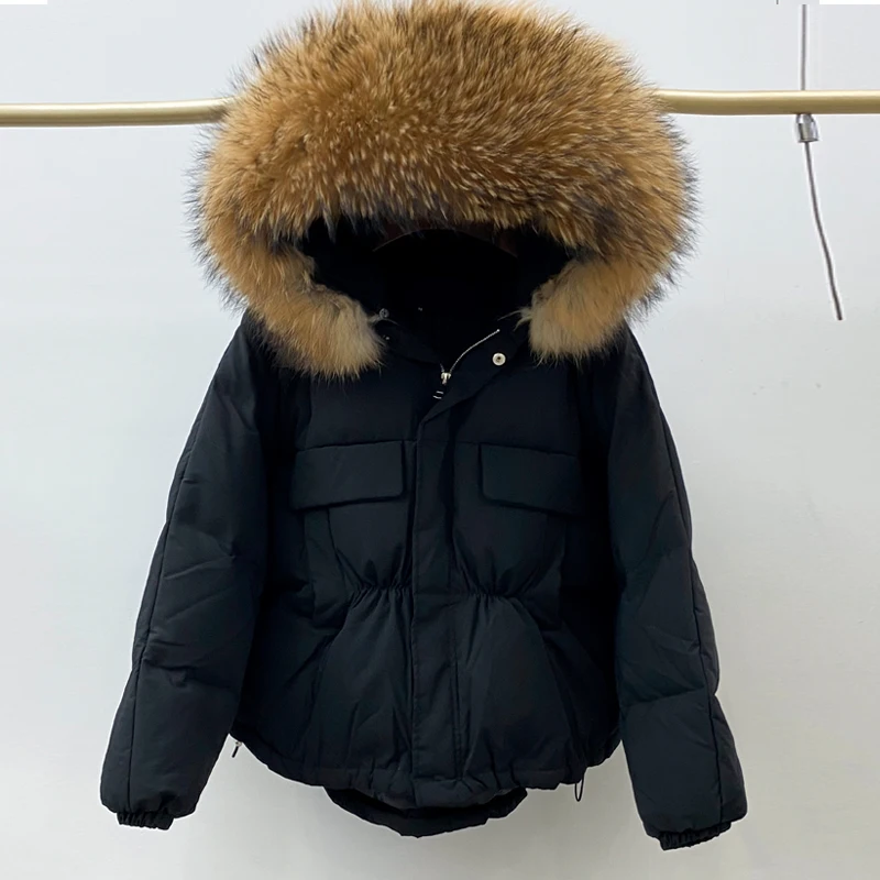 Huge Natural Raccoon Fox Fur Hooded 2020 Winter