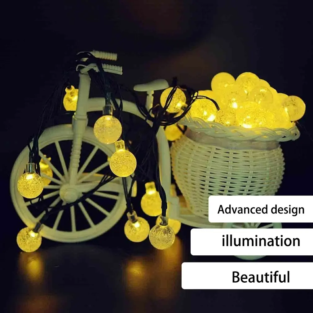 6Meters 30 LED Solar String Ball Lights Outdoor Waterproof Warm White Garden Decor Party Decorations