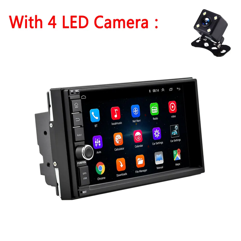 With 4-LED Camera LeeKooLuu 2Din автомобильный радио мультимедиа для Android плеер 7 ''Универсальный 2 Din мультимидийный плеер gps BT Wifi Авторадио MirrorLink - Цвет: With 4-LED Camera