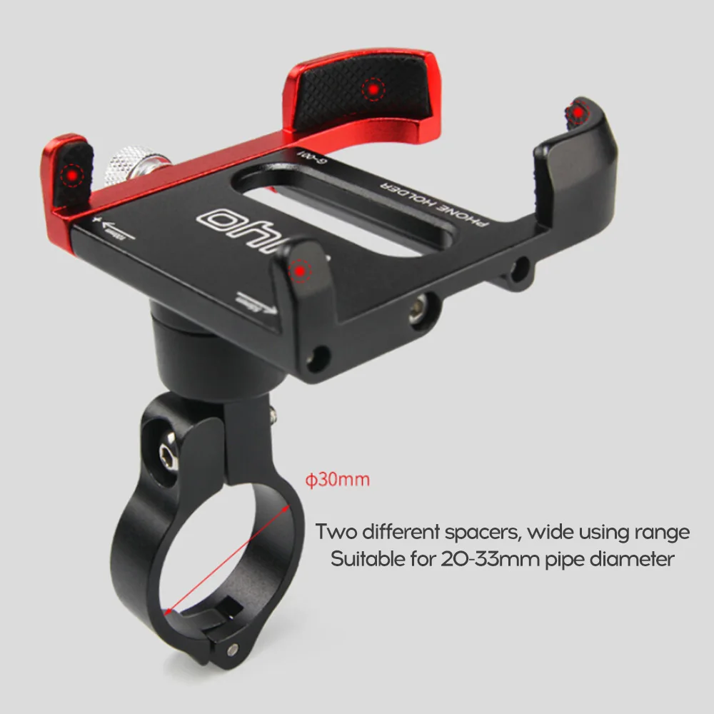 GIYO Aluminum Alloy Bicycle Phone Holder Mountain Road Bike Handlebar Clip Stand Mount Bike MTB Smartphone Holder Support