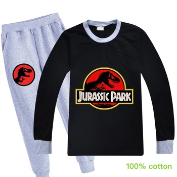 

Jurassic Dinosaur Children's Clothing Set Spring Autumn Boys Girls Long Sleeve T Shirt + Pants 2Pcs Teenager Kids Tee Sportswear
