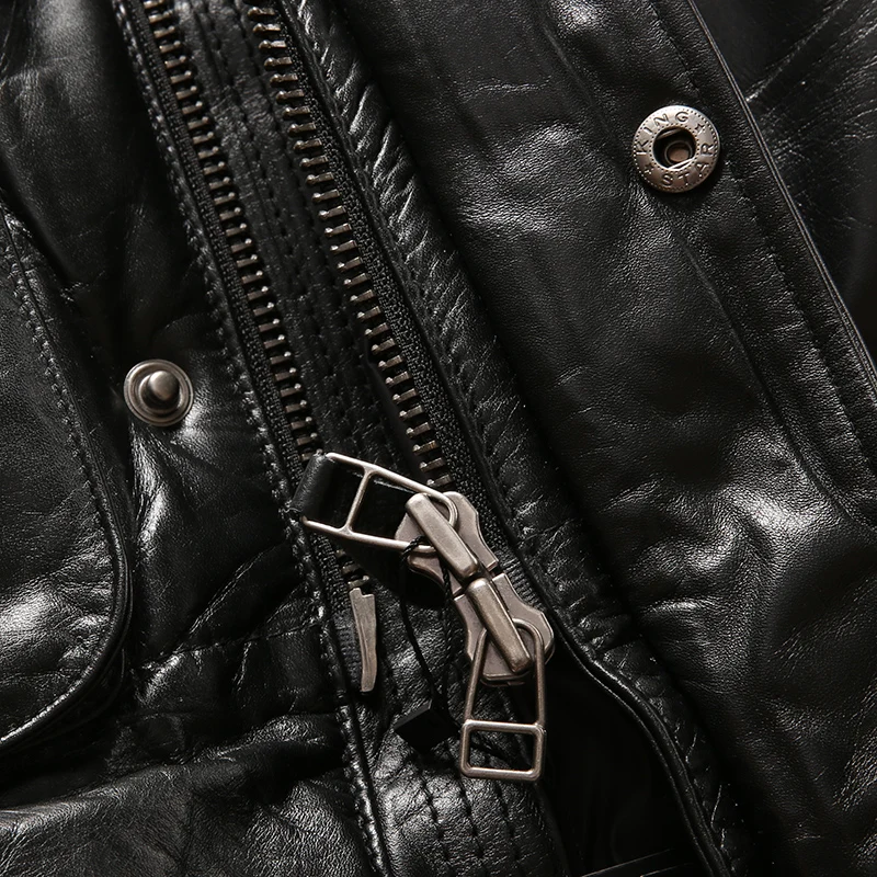 Новые мужские часы из натуральной кожи, черного цвета вниз куртка Cowleather куртка с отстегивающимся капюшоном, пилот куртки на холодную погоду; куртка для русской зимы