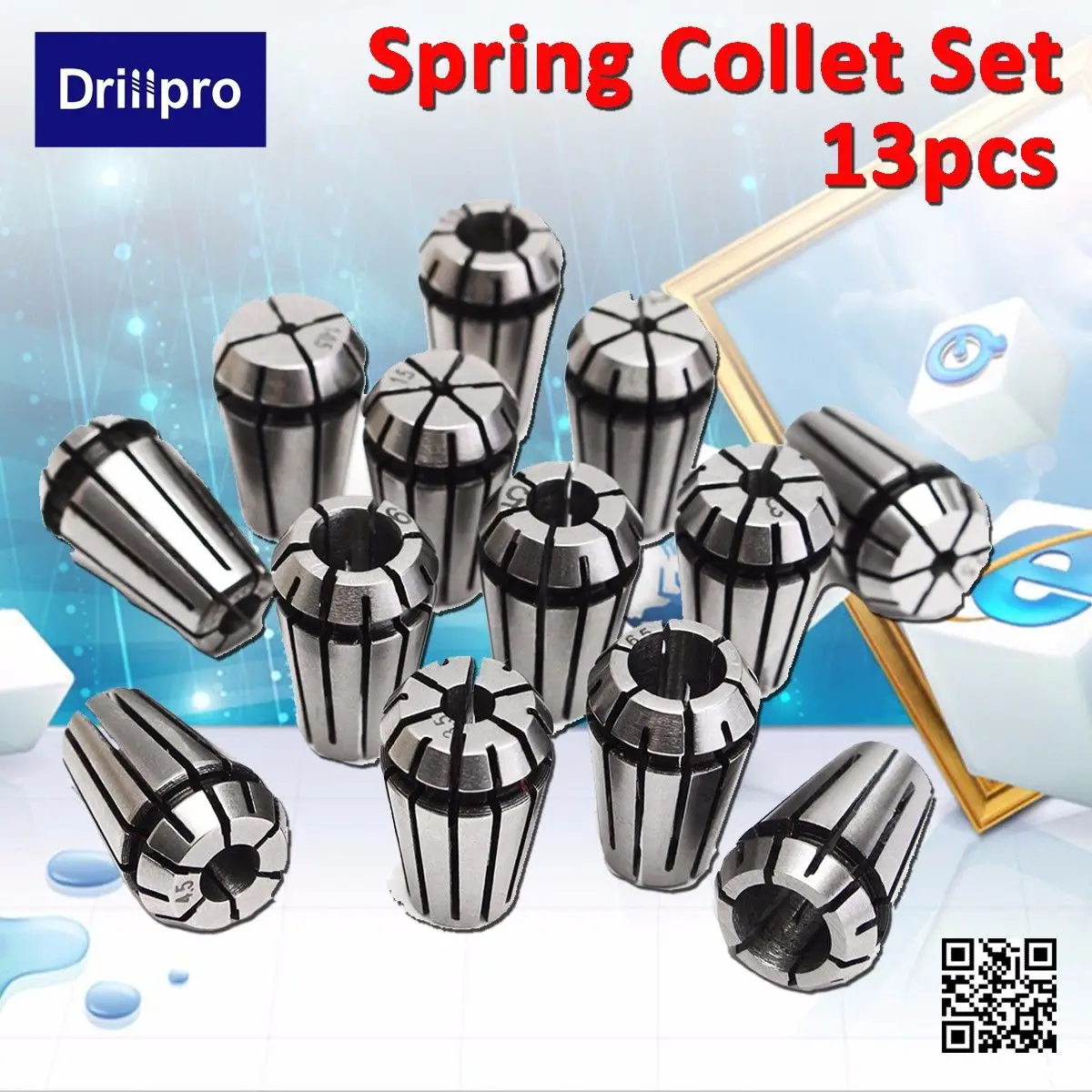 

13Pcs ER11 1-7MM chuck Spring Collet Set For CNC Engraving Machine & Milling Lathe Tool for spindle motor